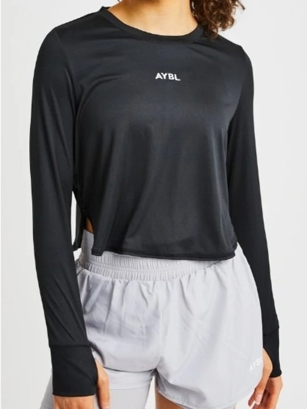 AYBL Black Long Sleeve Cropped Performance Top